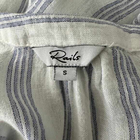 Rails Marti Cayman Striped Linen Blue White Blouse Size S - Picture 7 of 13